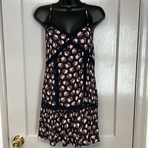 American Eagle Boho Floral Lace‑Trim Mini Dress • Spaghetti Strap Sundress
